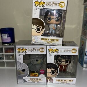 Bundle of 3 Harry Potter Funko Pops! *One Flocked, Exclusive*